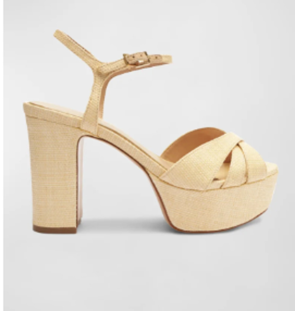 Schutz Keefa Platform Sandals Women's Size 8 Natural Casual Block Heel Strappy